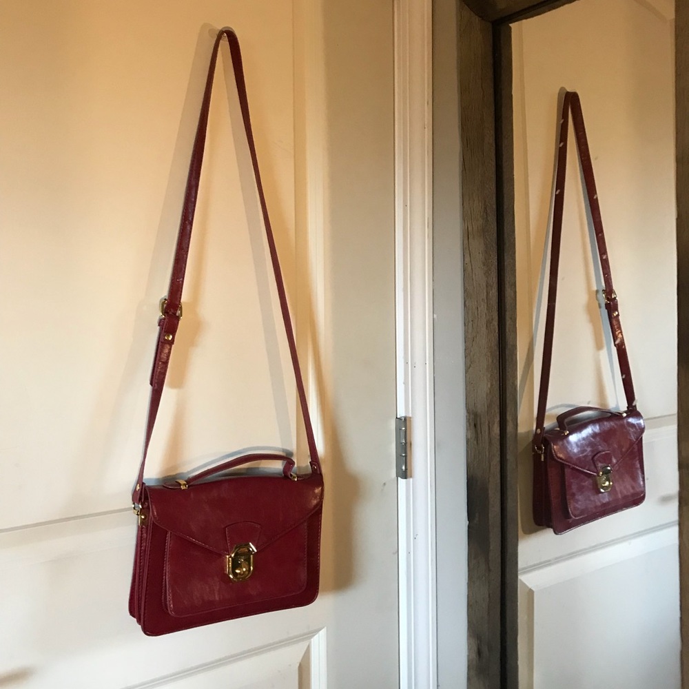 Red Faux Leather Crossbody